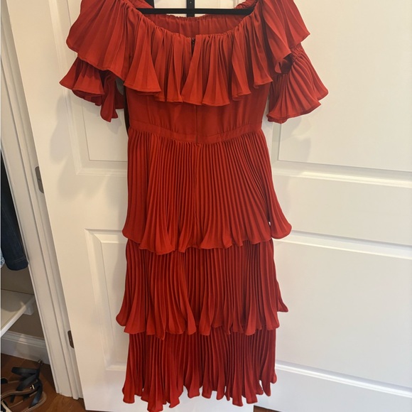 Self-Portrait Rust Ruffled Maxi Dress - Picture 2 of 3